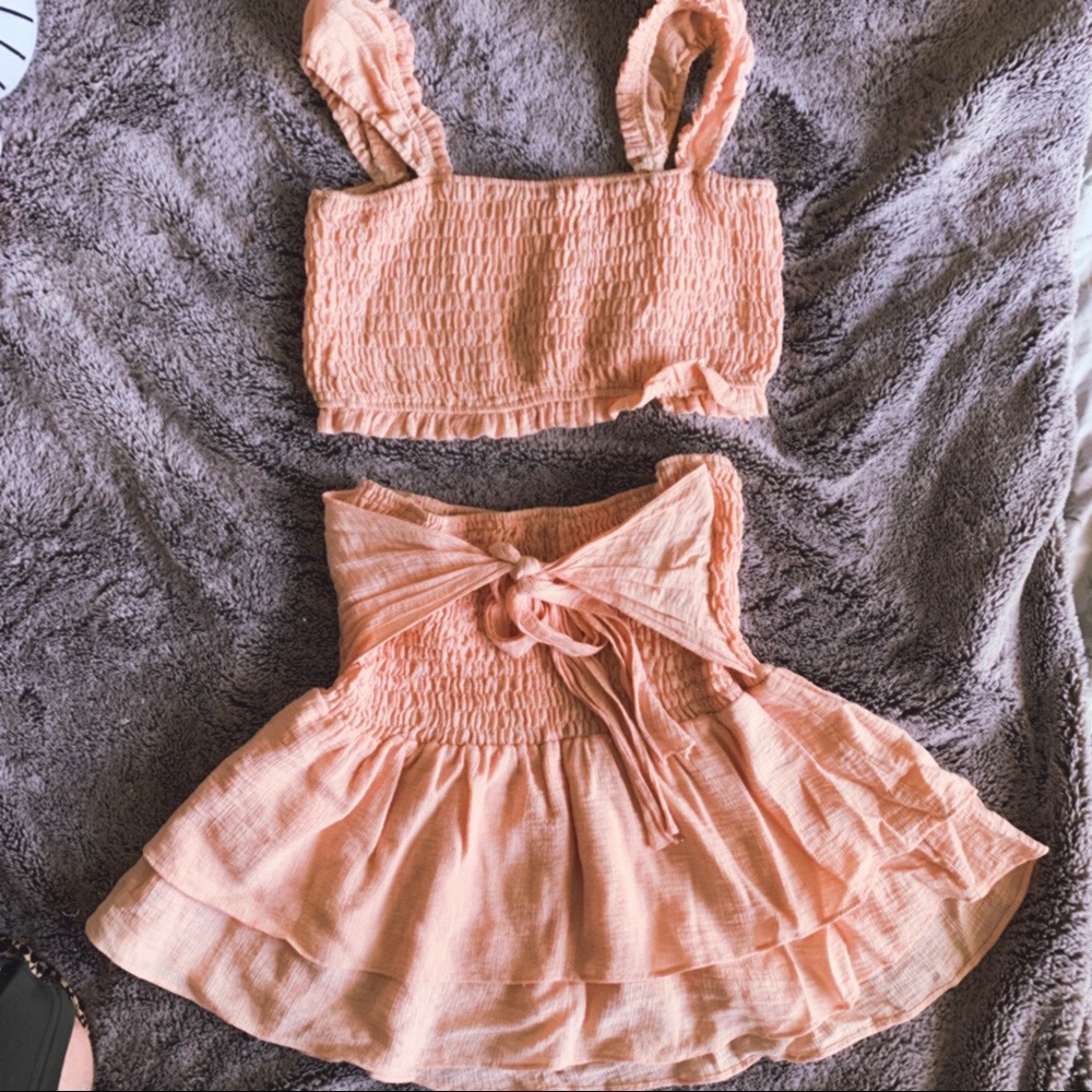 🍑 Peach Matching Skirt Set
